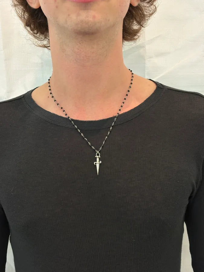 Cesare Paciotti Black Beaded Dagger Necklace PcpWeuU 1