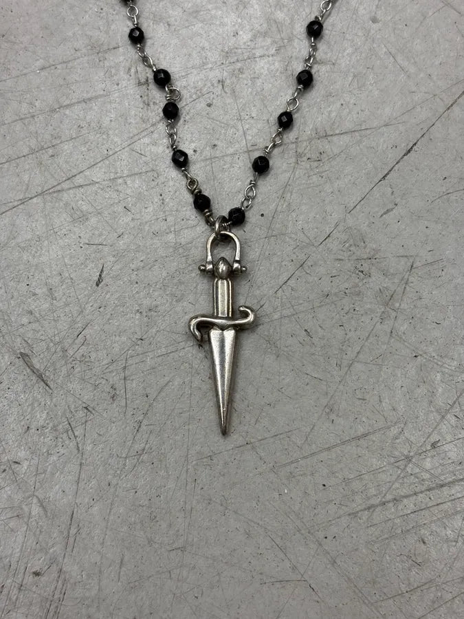 Cesare Paciotti Black Beaded Dagger Necklace PcpWeuU 3