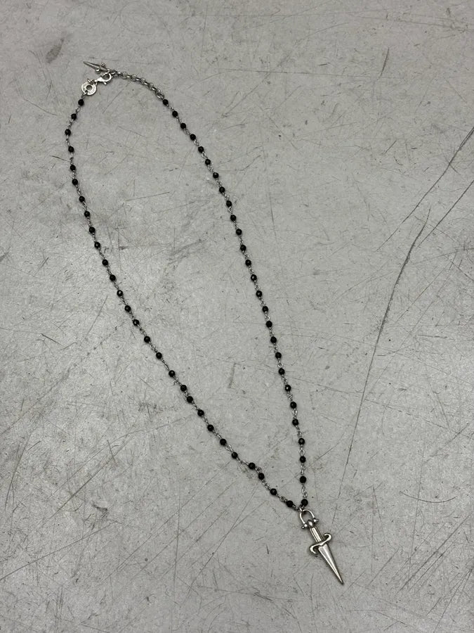 Cesare Paciotti Black Beaded Dagger Necklace PcpWeuU 2