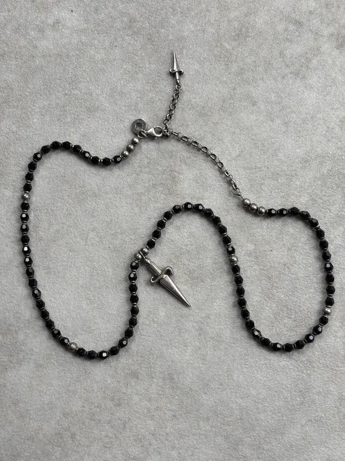 Cesare Paciotti Black Beaded Spike Dagger Necklace MIvsRIQ 6