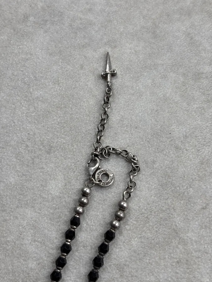 Cesare Paciotti Black Beaded Spike Dagger Necklace MIvsRIQ 4