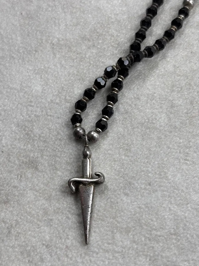 Cesare Paciotti Black Beaded Spike Dagger Necklace MIvsRIQ 5