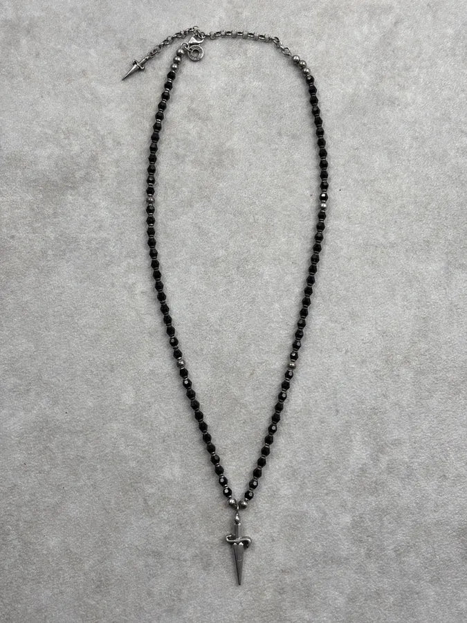 Cesare Paciotti Black Beaded Spike Dagger Necklace MIvsRIQ 0