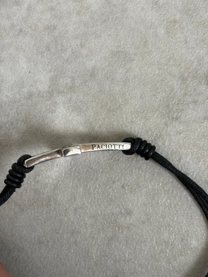 Cesare Paciotti Black Leather Cord Cross Bracelet nSRUORQ 7