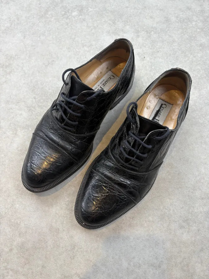 Cesare Paciotti Black Crocodile Leather Oxford Shoes rVTlXHi 1