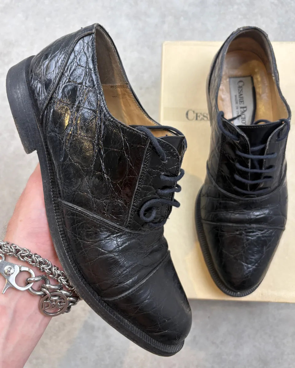 Cesare Paciotti Black Crocodile Leather Oxford Shoes rVTlXHi 0