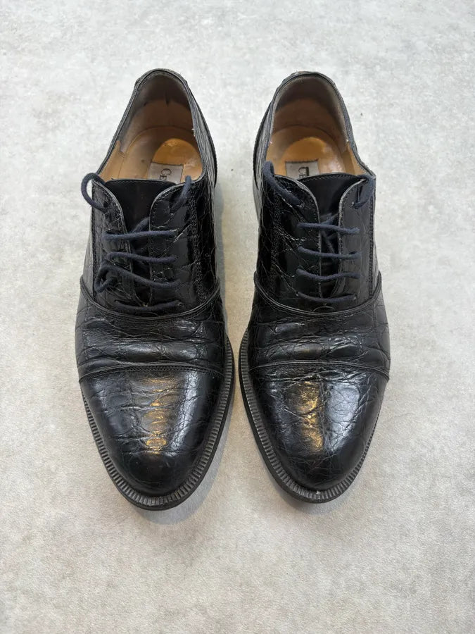 Cesare Paciotti Black Crocodile Leather Oxford Shoes rVTlXHi 2