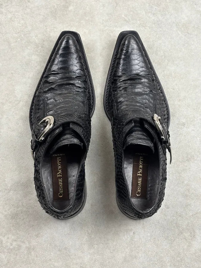 Cesare Paciotti Black Python Leather Loafer Derby Shoes QhMPJwU 6