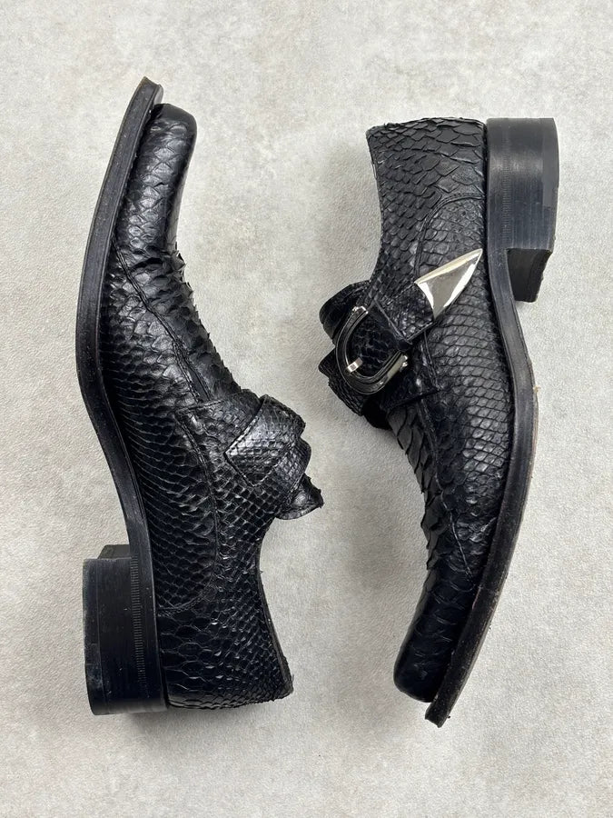 Cesare Paciotti Black Python Leather Loafer Derby Shoes QhMPJwU 5