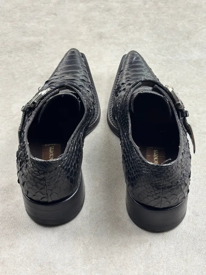 Cesare Paciotti Black Python Leather Loafer Derby Shoes QhMPJwU 8