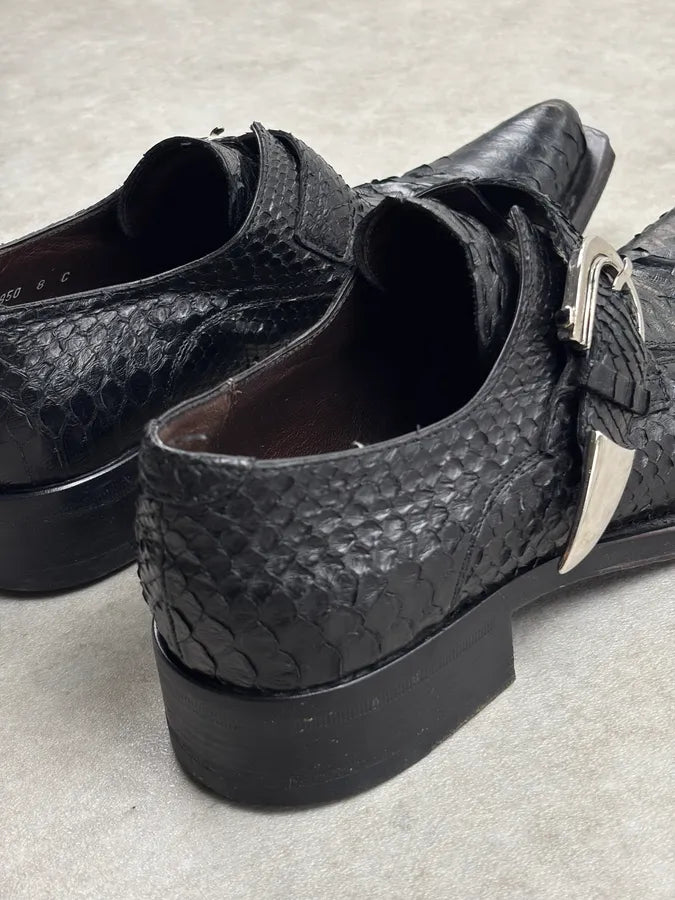 Cesare Paciotti Black Python Leather Loafer Derby Shoes QhMPJwU 10