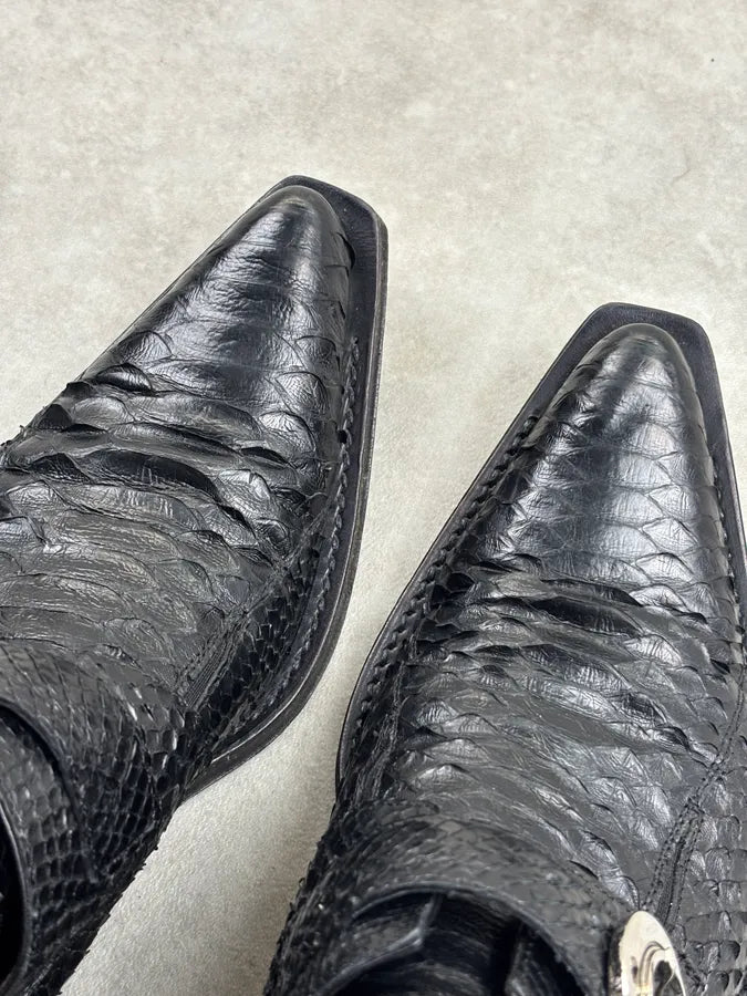 Cesare Paciotti Black Python Leather Loafer Derby Shoes QhMPJwU 11