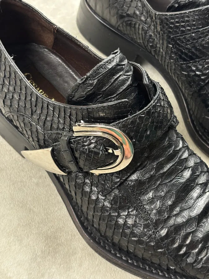 Cesare Paciotti Black Python Leather Loafer Derby Shoes QhMPJwU 3