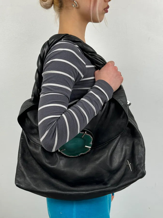 Cesare Paciotti Black Handle Leather Signature Bag efeJfxR 1