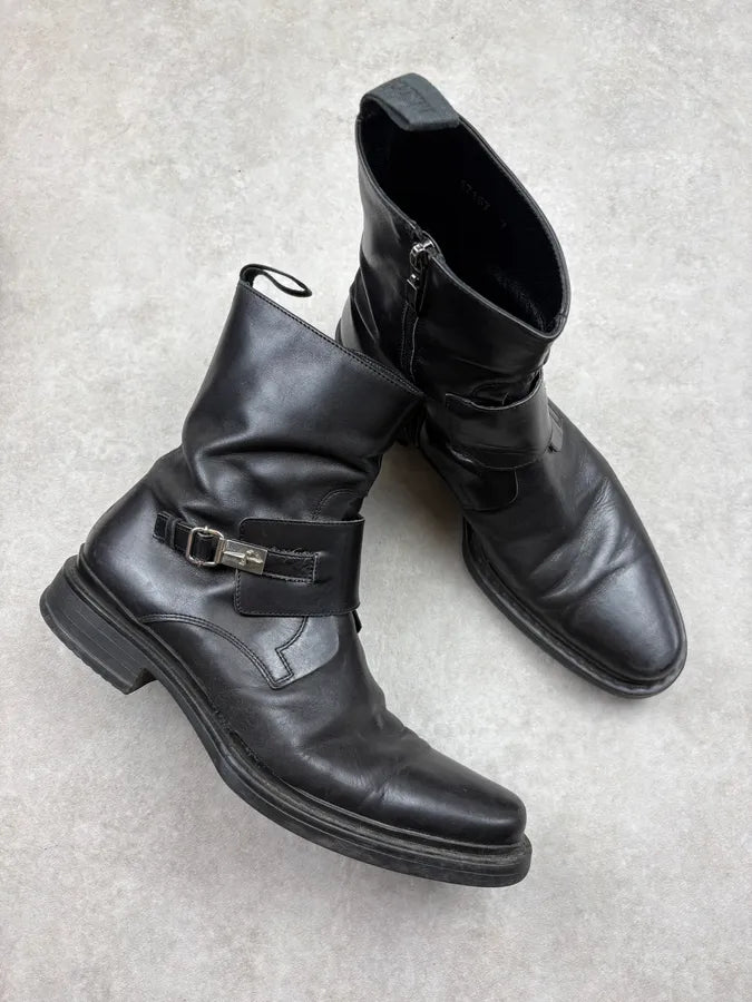 Cesare Paciotti Black Leather Buckle Ankle Boots lKnymAm 4