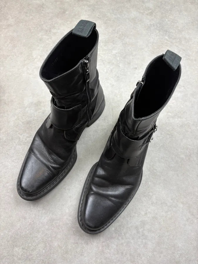 Cesare Paciotti Black Leather Buckle Ankle Boots lKnymAm 2