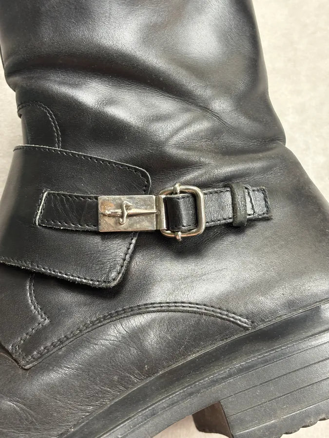 Cesare Paciotti Black Leather Buckle Ankle Boots lKnymAm 6