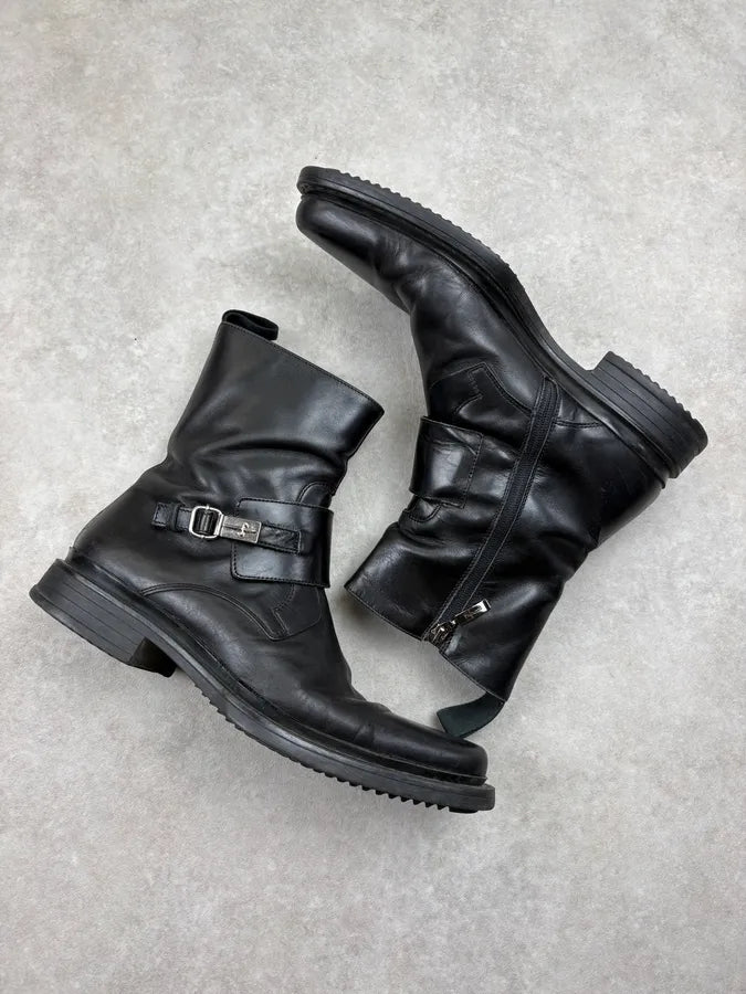 Cesare Paciotti Black Leather Buckle Ankle Boots lKnymAm 5