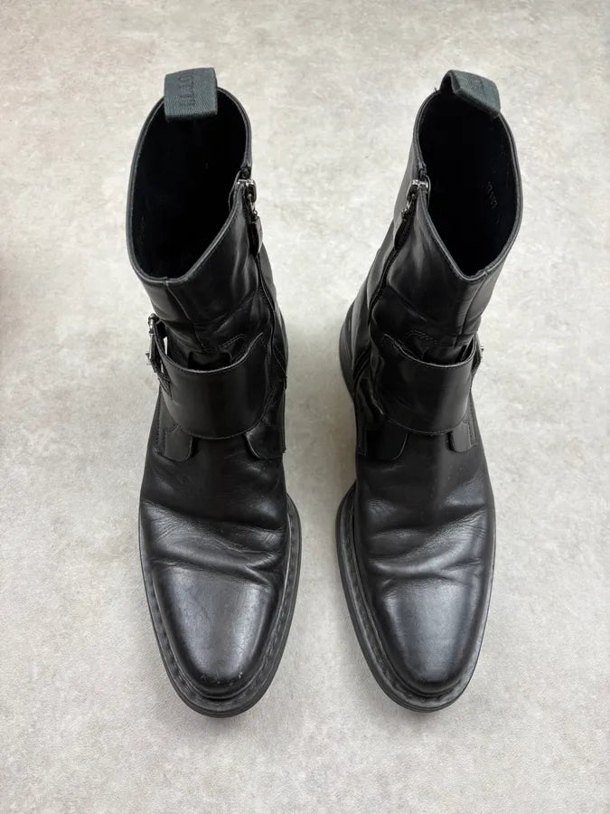 Cesare Paciotti Black Leather Buckle Ankle Boots lKnymAm 1