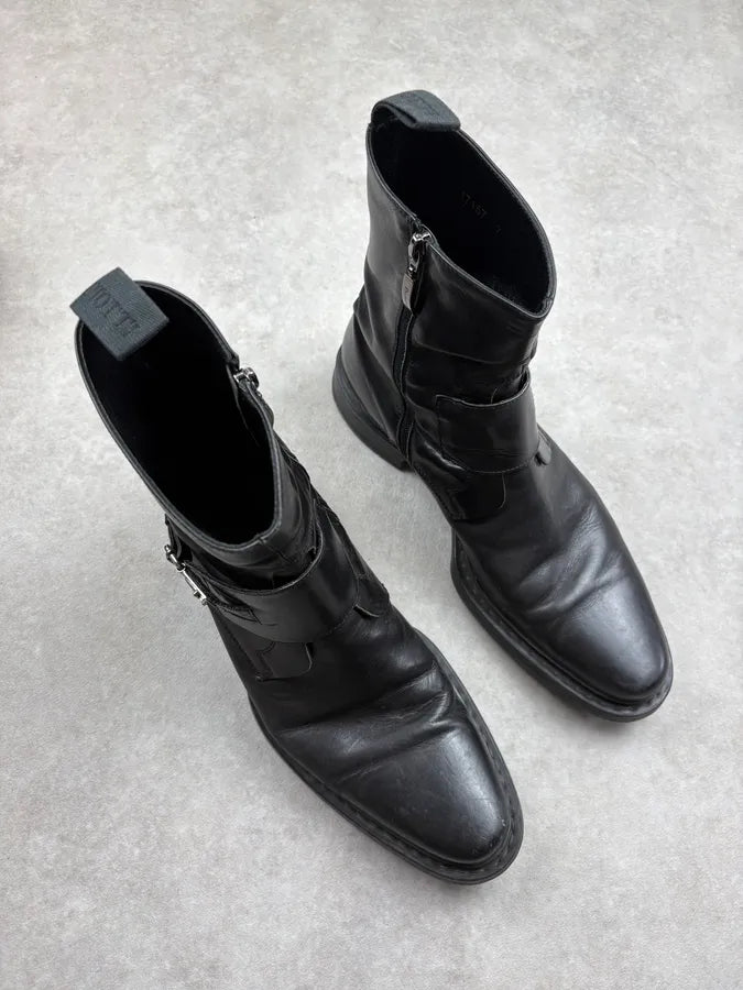 Cesare Paciotti Black Leather Buckle Ankle Boots lKnymAm 3