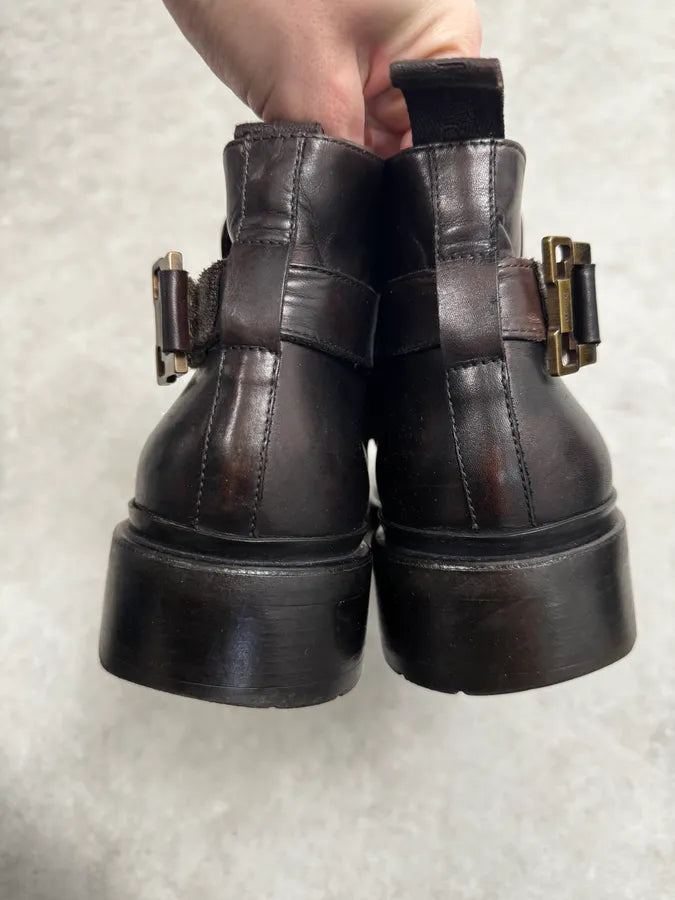 Cesare Paciotti Dark Brown Leather Blake-Stitched Chelsea Boots  rHlhASl 5