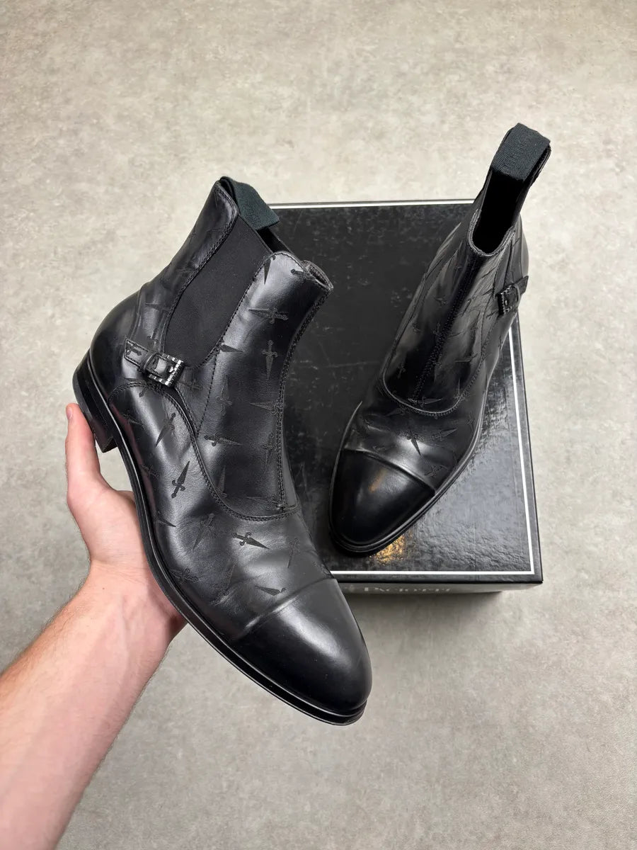 Cesare Paciotti Black Leather Dagger Chelsea Boots CFLylBT 0