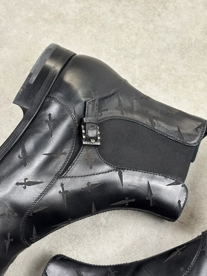 Cesare Paciotti Black Leather Dagger Chelsea Boots CFLylBT 8