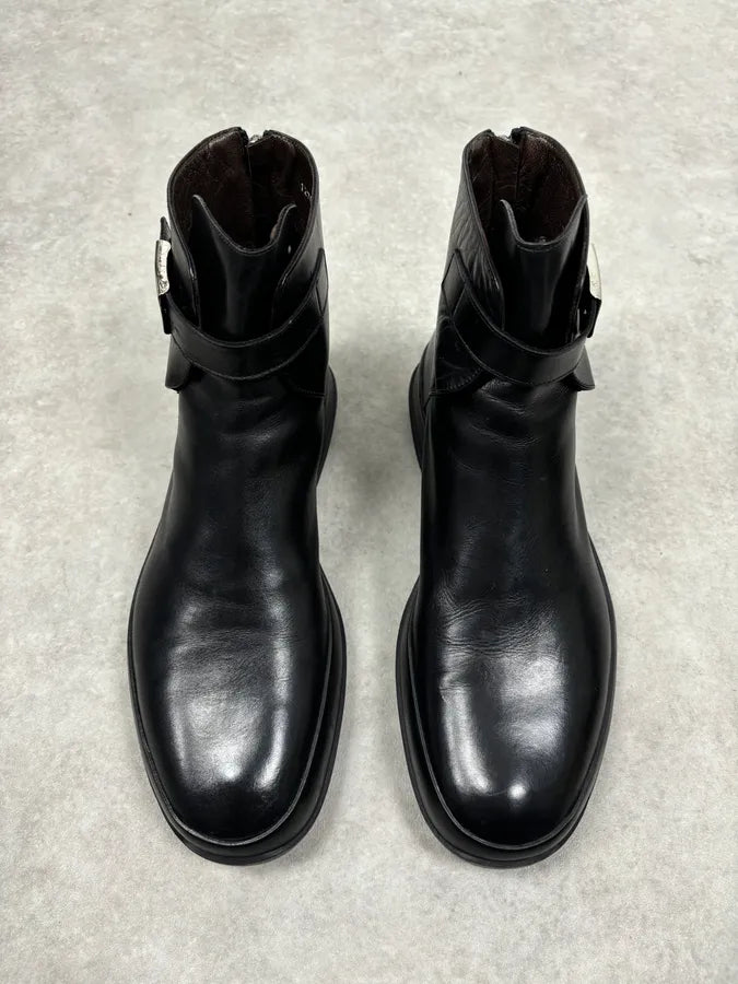 Cesare Paciotti Black Leather Chelsea Metal Buckle Boots AgnCQts 3