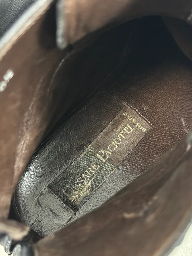 Cesare Paciotti Black Leather Chelsea Metal Buckle Boots AgnCQts 10