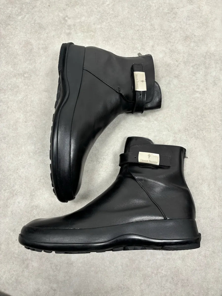 Cesare Paciotti Black Leather Chelsea Metal Buckle Boots AgnCQts 5