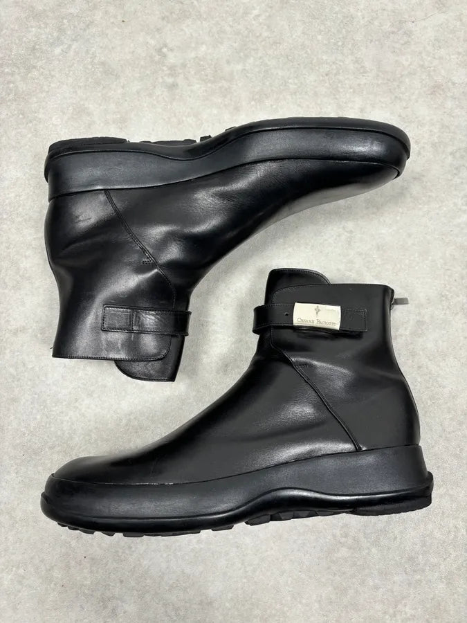Cesare Paciotti Black Leather Chelsea Metal Buckle Boots AgnCQts 2