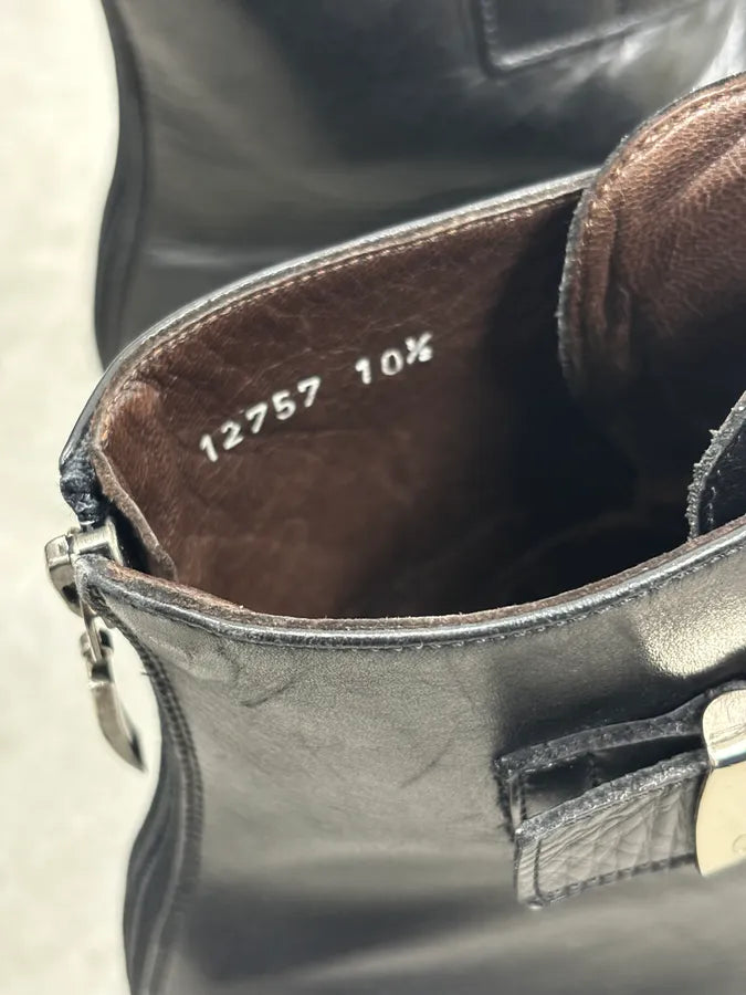 Cesare Paciotti Black Leather Chelsea Metal Buckle Boots AgnCQts 8