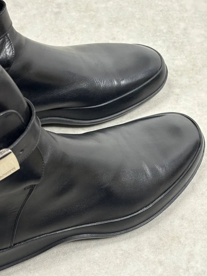 Cesare Paciotti Black Leather Chelsea Metal Buckle Boots AgnCQts 9