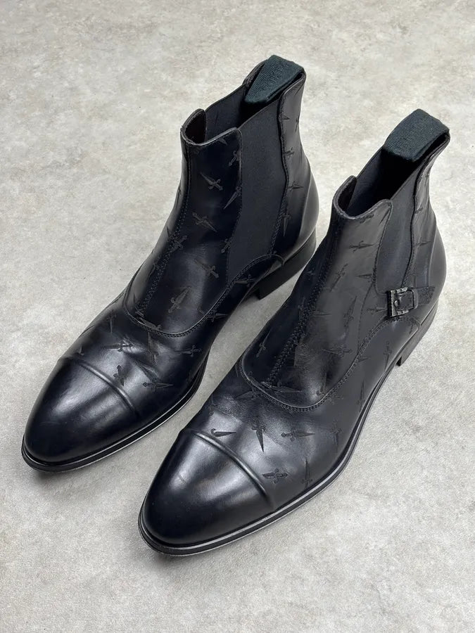 Cesare Paciotti Black Leather Dagger Chelsea Boots CFLylBT 4