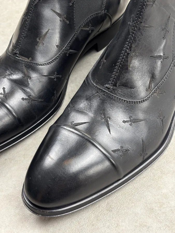 Cesare Paciotti Black Leather Dagger Chelsea Boots CFLylBT 7