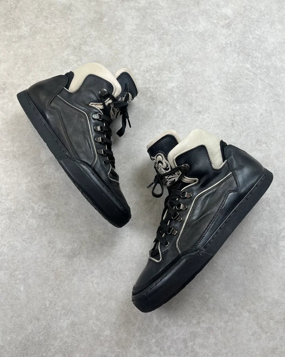 Cesare Paciotti Black Leather Embroidered High Sneakers FZYvWIr 1