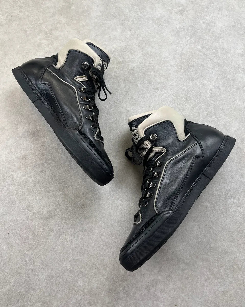 Cesare Paciotti Black Leather Embroidered High Sneakers FZYvWIr 2