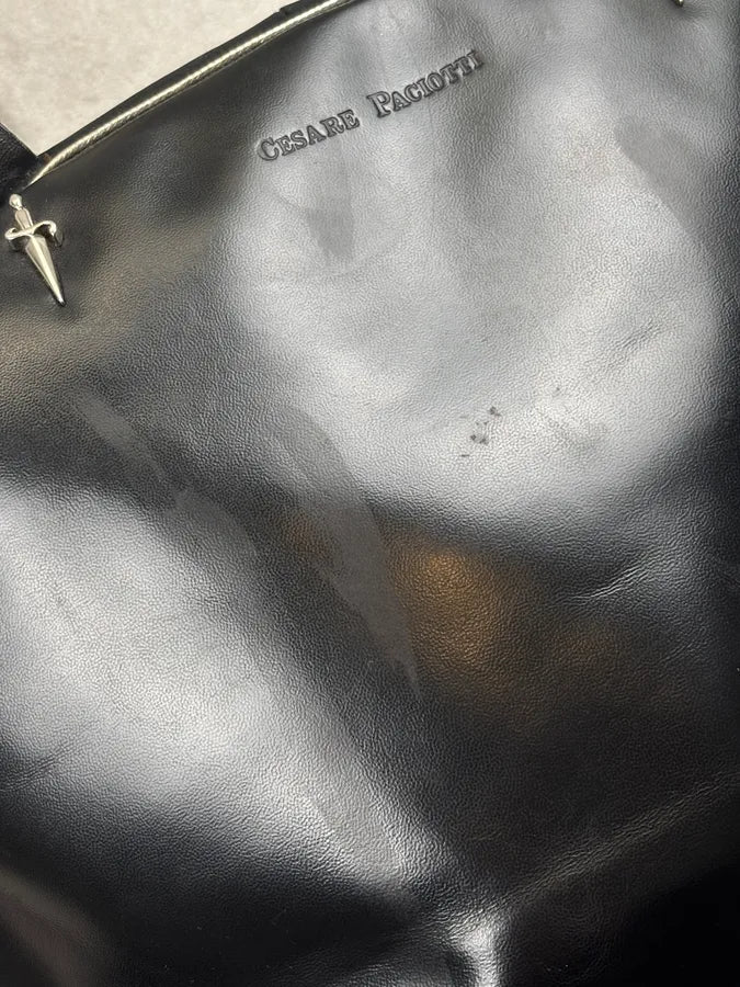 Cesare Paciotti Black Dagger Leather Handle Bag xUgxYKw 5