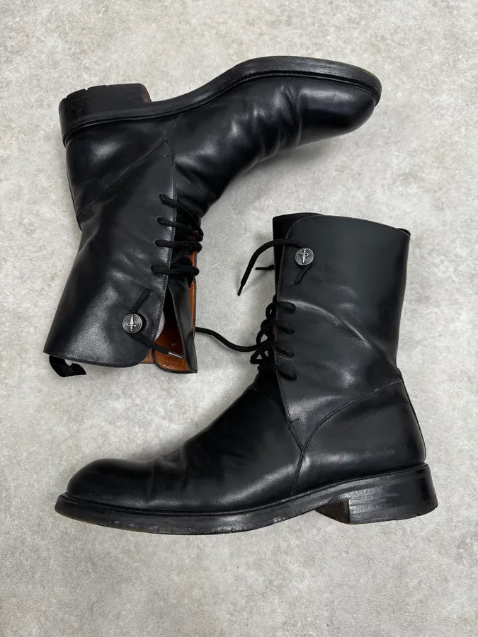 Cesare Paciotti Black Leather Lace-Up Boots Cognac IbAWJvN 2