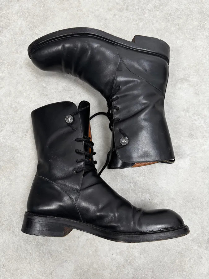 Cesare Paciotti Black Leather Lace-Up Boots Cognac IbAWJvN 3