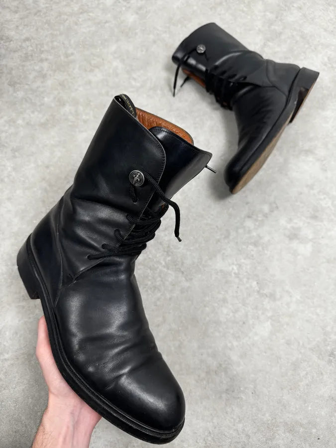 Cesare Paciotti Black Leather Lace-Up Boots Cognac IbAWJvN 0
