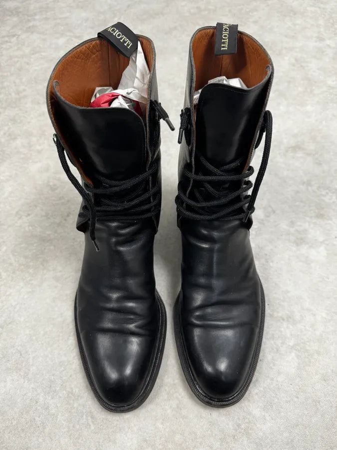 Cesare Paciotti Black Leather Lace-Up Boots Cognac IbAWJvN 1