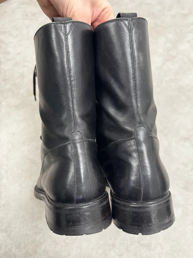 Cesare Paciotti Black Leather Lace-Up Boots Cognac IbAWJvN 5
