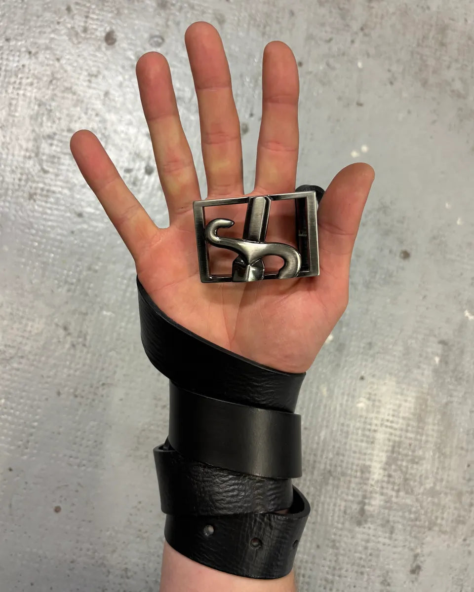 Cesare Paciotti Black Leather Dagger Propaganda Belt fltjOcH 0