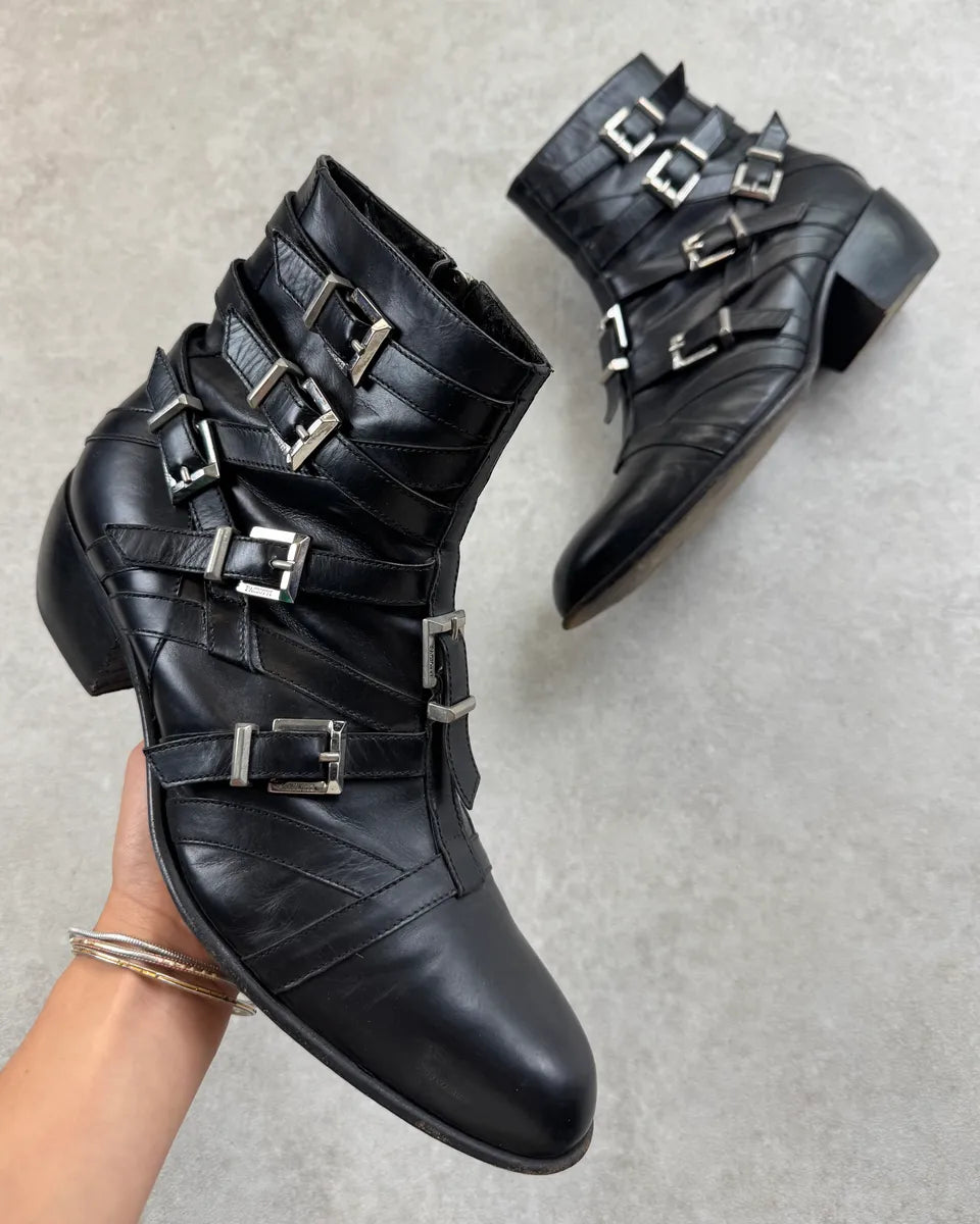 Cesare Paciotti Black Leather Multi Buckle Boots BwHMtTT 0