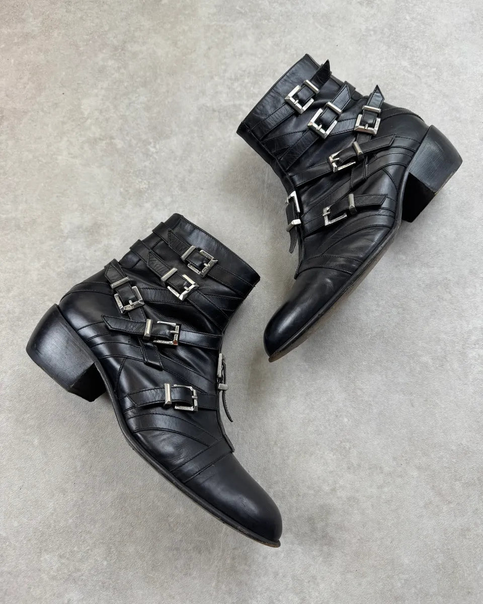 Cesare Paciotti Black Leather Multi Buckle Boots BwHMtTT 1