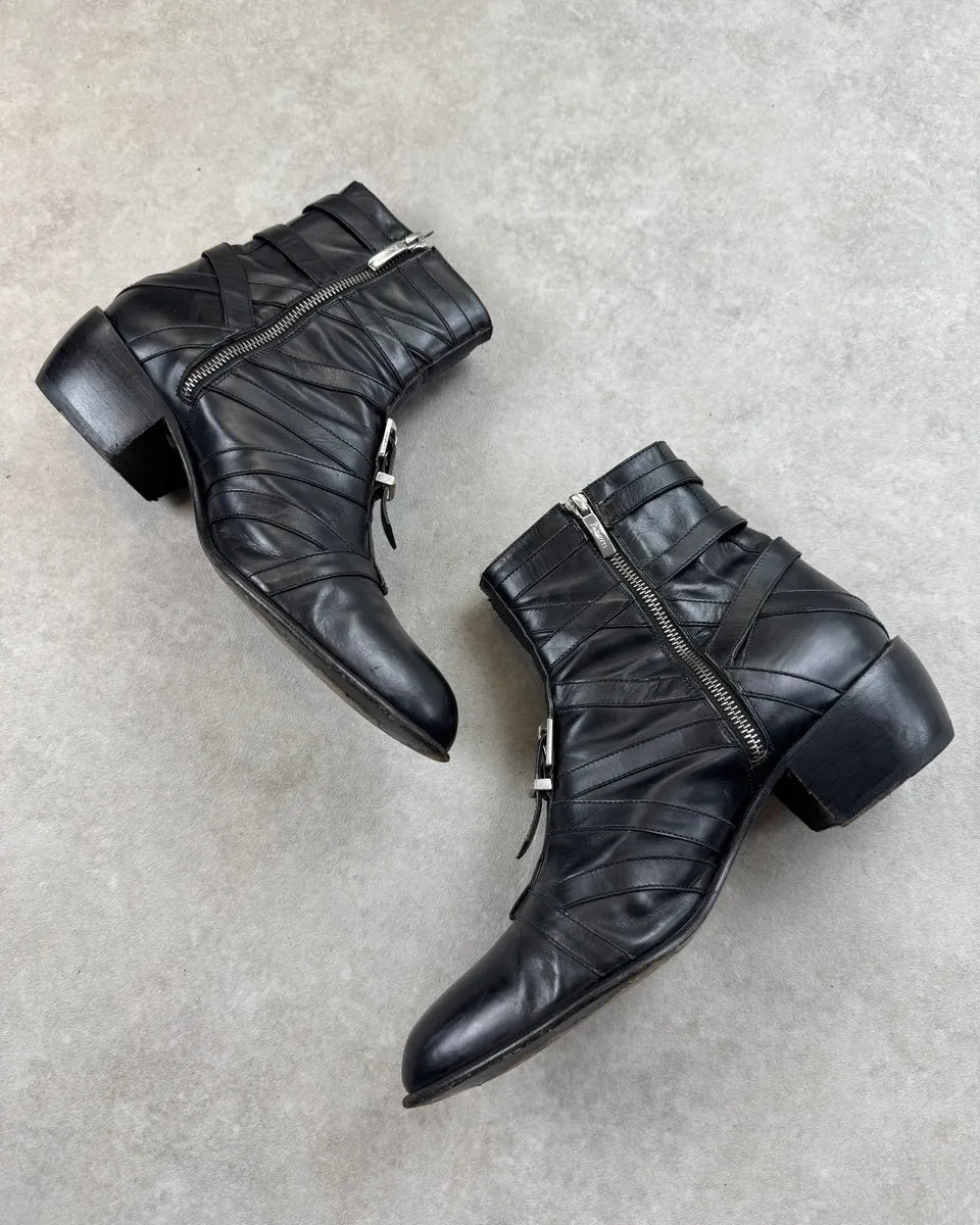 Cesare Paciotti Black Leather Multi Buckle Boots BwHMtTT 2