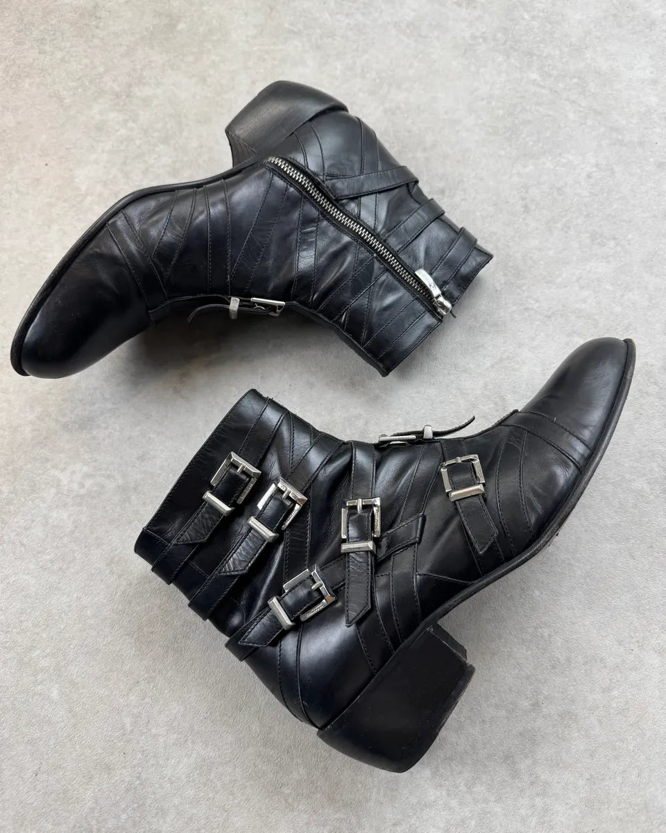Cesare Paciotti Black Leather Multi Buckle Boots BwHMtTT 3