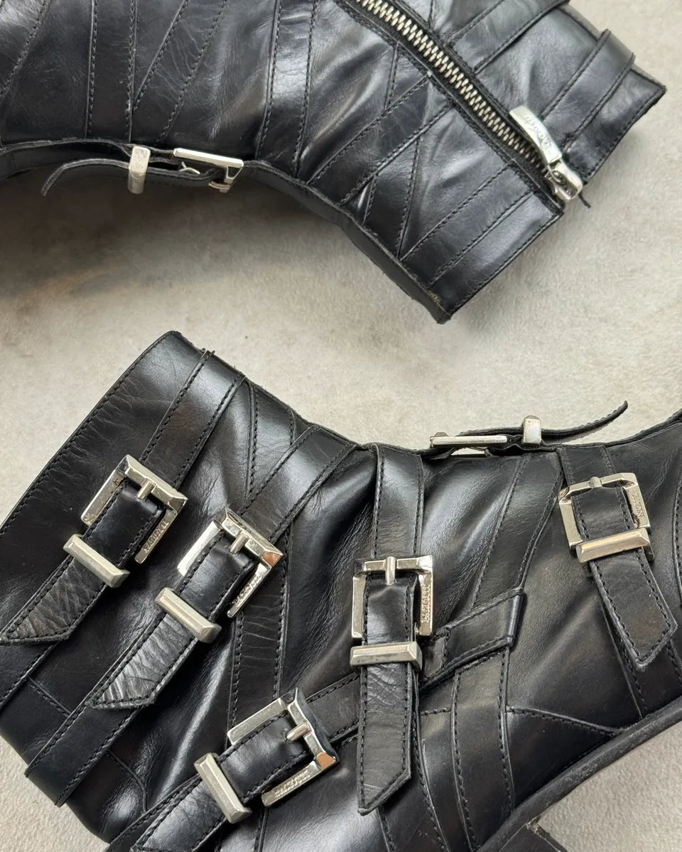 Cesare Paciotti Black Leather Multi Buckle Boots BwHMtTT 4
