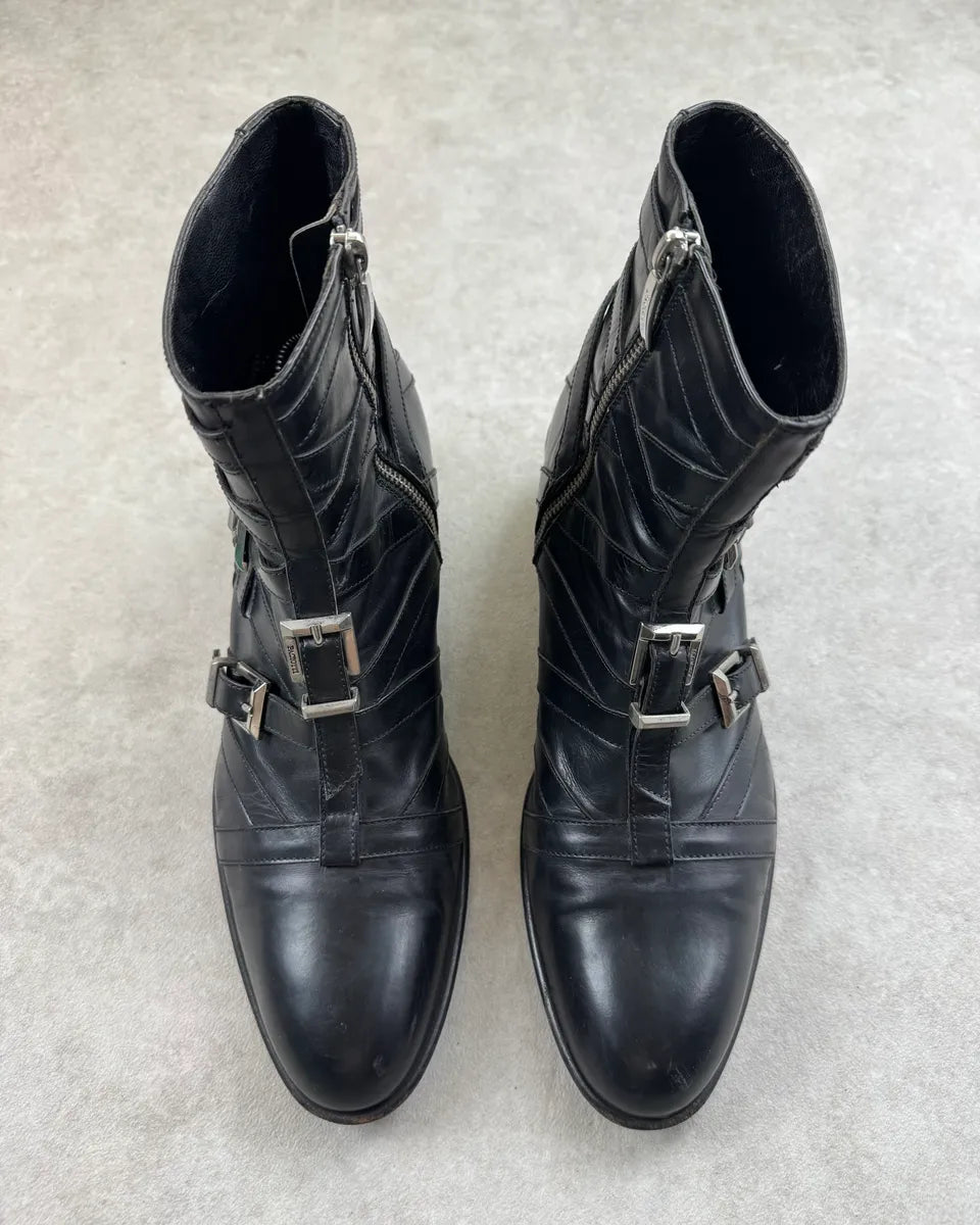 Cesare Paciotti Black Leather Multi Buckle Boots BwHMtTT 5